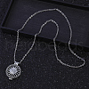 Sunflower Alloy Diffuser Locket Pendant Necklaces with Black Velvet Aromatherapy Pads Inside UW7734-2