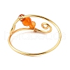 7Pcs Copper Wire Wrapped Gemstone Faceted Round Bead Finger Rings for Women RJEW-JR00892-5
