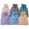 30Pack 6 Color Burlap Bags with Drawstring Gift Bags Jewelry Pouch for Wedding Party and DIY Craft ABAG-BC0001-01-1
