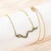 Brass Pave Black Cubic Zirconia Snake Pendant Necklaces NJEW-D320-02ASG-3