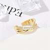 Rack Plating Brass Micro Pave Cubic Zirconia Cuff Rings RJEW-M028-60G-5