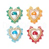 Mushroom Handmade Lampwork with Grade A Round Glass Seed Beads and Rack Plating Alloy Open Back Bezel Pendants and Electroplate Glass Beads Pendants PALLOY-MZ00689-1