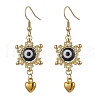 Evil Eye with Heart Alloy Glass Seed Beads Dangle Earrings EJEW-MZ00422-2