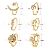 6Pcs 6 Styles Brass Micro Pave Clear Cubic Zirconia Cuff Rings RJEW-LS0001-34G-3