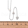 304 Stainless Steel Crystal Rhinestone Heart Lariat Necklaces NJEW-R026-10P-5