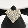 Heart Brass Micro Pave Cubic Zirconia Cuff Rings for Women RJEW-A069-12G-02-1