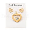 Double Heart Stud Earrings with 316 Stainless Steel Pins and Crystal Rhinestone Pendant SJEW-F218-02G-7
