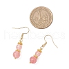 Round Cherry Quartz Glass Dangle Earrings EJEW-JE06467-4