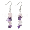 Natural Rose Quartz & Amethyst & Green Aventurine & Red Jasper & Citrine & Malachite Chip Dangle Earrings Set for Women EJEW-JE06246-3