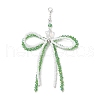 Bowknot Glass Beaded Pendant Decoration HJEW-TA00232-4