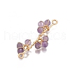 4Pcs 4 Styles Natural Green Aventurine & Apatite & Carnelian and Amethyst Faceted Round Beaded Branch Connector Charms PALLOY-TA00273-4