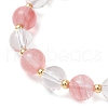 Natural Quartz Crystal & Cherry Quartz Glass Round Beaded Stretch Bracelets BJEW-JB11935-01-4