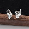 925 Sterling Silver Clear Cubic Zirconia Stud Earrings EJEW-Q032-01A-P-1