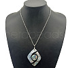 Alloy Pave Natural Colorful Abalone Shell Pendant Vintage Statement Necklaces HC0064-6-1