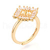 Brass Micro Pave Clear Cubic Zirconia Adjustable Ring Settings KK-T076-17G-1