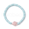 Flat Round Handmade Polymer Clay Heishi Beaded Stretch Bracelets BJEW-JB11711-02-2
