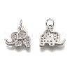 Brass Micro Pave Clear Cubic Zirconia Charms ZIRC-C020-35P-2