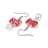 Bowknot Transparent Spray Painted Glass Dangle Earrings EJEW-JE06353-4