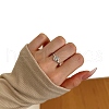 Rhodium Plated 925 Sterling Silver Micro Pave Cubic Zirconia Finger Rings for Women RJEW-K253-15MP-2