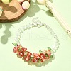 Flower Glass Beaded Link Bracelet with Alloy Clasps for Women BJEW-TA00310-02-4