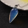 Teardrop Platinum Tone Brass Opalite Dowsing Pendulums MAK-M015-03I-2