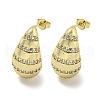 Teardrop Rack Plating Brass Micro Pave Cubic Zirconia Stud Earrings for Women EJEW-E312-10G-1