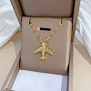 Airplane Brass Micro Pave Clear Cubic Zirconia Pendant Necklaces FS-WGFC99D-01-3