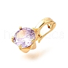 Brass Micro Pave Cubic Zirconia Charms KK-D356-05F-G-2