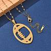 304 Stainless Steel Hollow Rugby Pendant Necklaces NJEW-D318-01G-3
