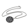304 Stainless Steel Black Enamel Flat Round Sigil Pendant Necklaces NJEW-H065-03P-2