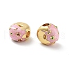 Donut Rack Plating Brass Enamel Beads KK-G512-03G-02-2