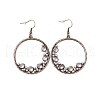 3 Pairs 3 Style Ring & Teardrop & Fan Alloy Dangle Earrnigs with Dalmatian Jasper Chips EJEW-P200-08R-2