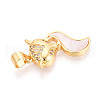 Brass Micro Pave Clear Cubic Zirconia Pendants KK-N268-15G-2