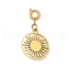 Natural Green Turquoise Flat Round Boho Pendants Decorations STAS-K260-02G-2