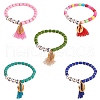 5Pcs 5 Colors Word Love Beads Stretch Bracelets Set for Girl Women BJEW-SZ0001-97-1