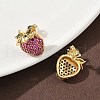 Brass Cubic Zirconia Strawberry Stud Earrings EJEW-L301-01G-2