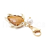 Natural Quartz Crystal & Rose Quartz & Strawberry Quartz & Tiger Eye & Black Obsidian Faceted Tortoise Pendant Decorations HJEW-JM03321-5