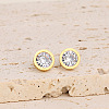 Flat Round 304 Stainless Steel Pave Clear Cubic Zirconia Link Bracelets & Stud Earrings & Pendant Necklaces FS-WG45711-01-4