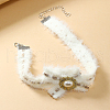 Alloy Pave Imitation Pearl Bowknot Fluffy Plush Choker Necklaces for Women HW5104-1-4
