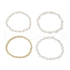4Pcs 4 Styles Shell Pearl & Synthetic Moonstone & Electroplate Non-magnetic Synthetic Hematite Beads Stretch Bracelet Set BJEW-JB11820-4