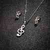Stainless Steel Musical Note Stud Earrings & Pendant Necklaces Sets for Women PW-WG29B01-02-1