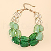 Faceted Teardrop Resin Beaded Double Layer Necklaces for Women FS-WG54F11-09-1