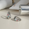 Stainless Steel Colorful Rhinestone Hoop Earrings GL4327-2-1
