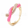 Corss Knot Enamel Adjustable Ring with Clear Cubic Zirconia RJEW-F124-07-G-2