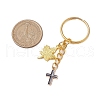 3Pcs 3 Colors Maple Leaf & Cross Alloy Enamel Charm Keychains KEYC-JKC00985-4