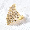 Brass Micro Pave Cubic Zirconia Adjustable Cuff Open Rings RJEW-D313-10G-3