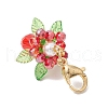 Glass & Acrylic & Shell Pearl Flower Pendant Decorations HJEW-MZ00209-03-4