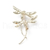 Rhinestone Dragonfly Brooch Pin with Plastic Pearl Beaded JEWB-M026-03G-2