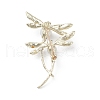 Rhinestone Dragonfly Brooch Pin with Plastic Pearl Beaded JEWB-M026-03G-2
