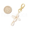 Cross Natural Cowrie Shell Pendant Decorations HJEW-JM03314-02-3